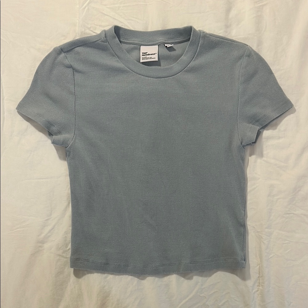 TNA Cropped Homestretch T-Shirt Light Blue